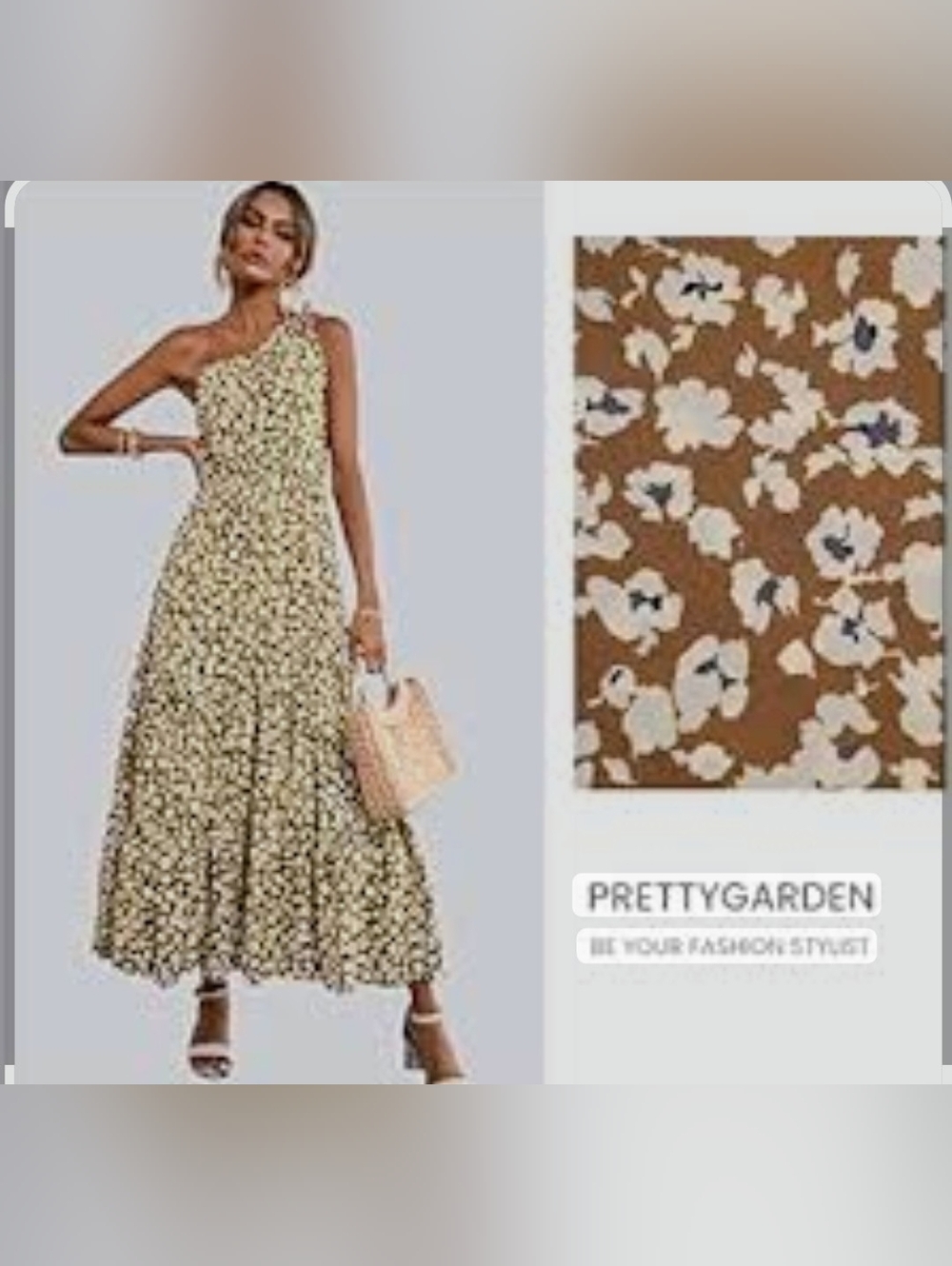 PrettyGarden One Shoulder Boho Maxi Dress Floral Cottagecore NWT XL